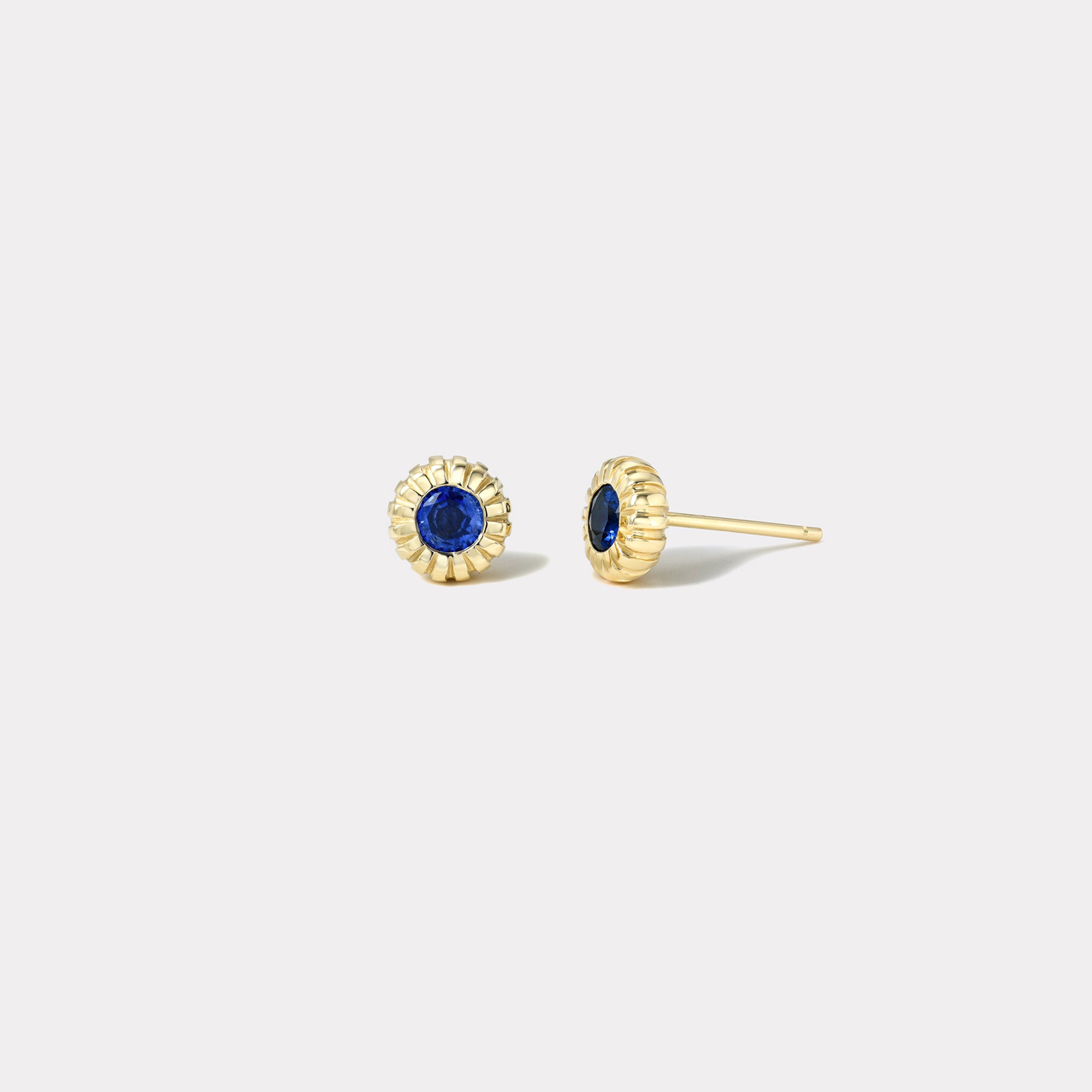 retrouvai .56ct Sapphire Heirloom Bezel Stud Earrings