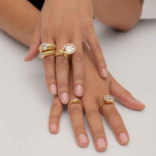 Retrouvai 5ct Antique Asscher Cut Diamond Loop Ring