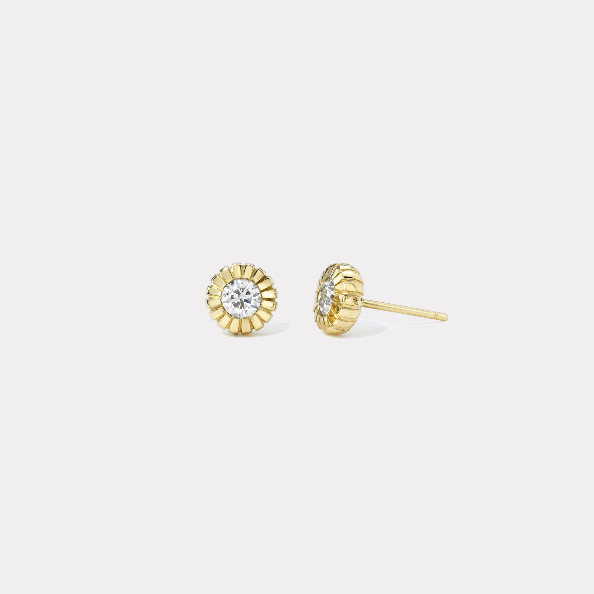 retrouvai .5ct Round Diamond Heirloom Bezel Stud Earrings