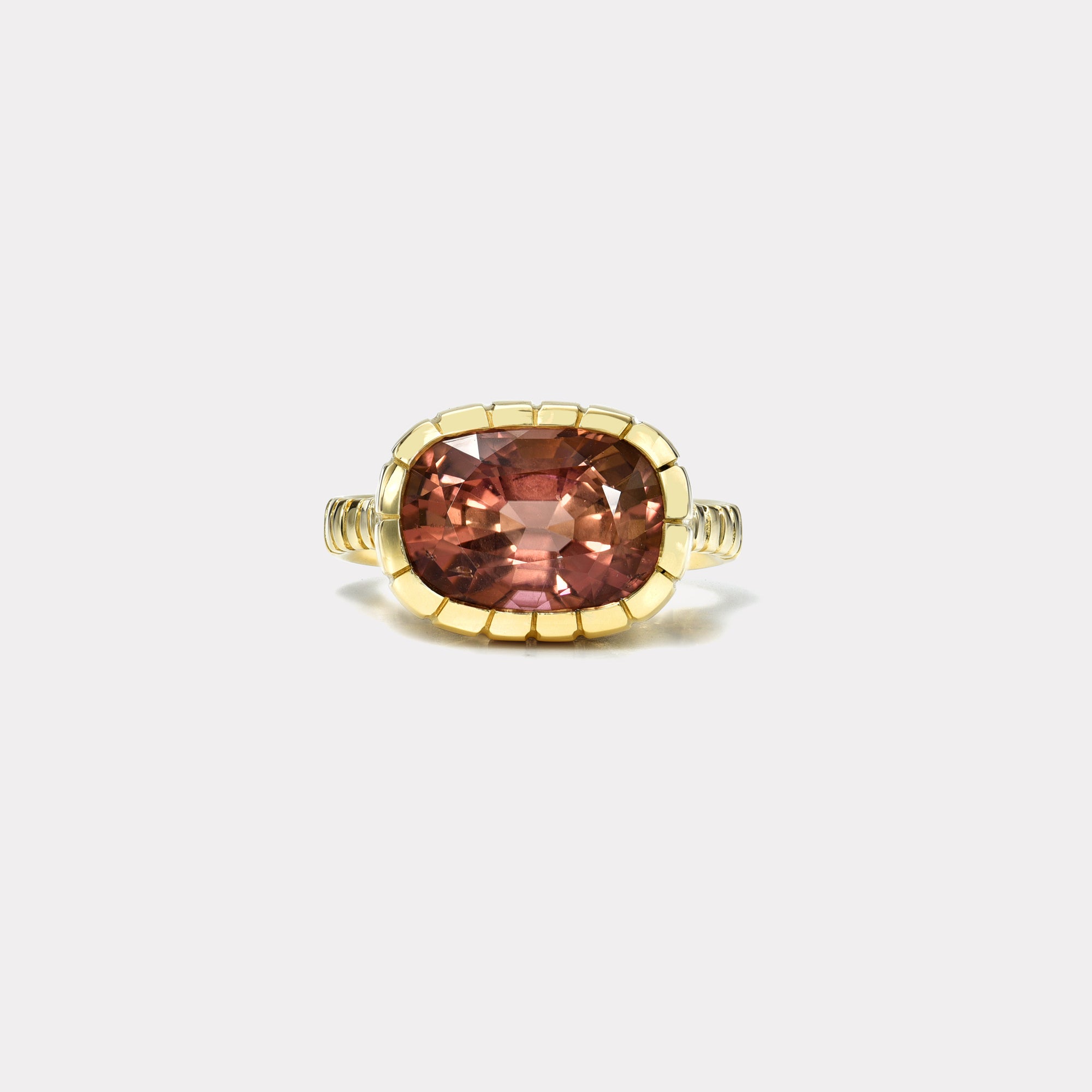 retrouvai 6.01 Oval Red Tourmaline Heirloom Bezel Ring