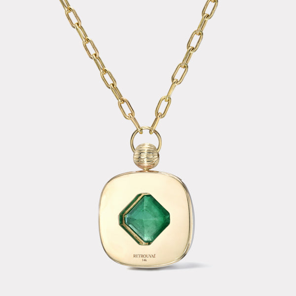 Retrouvai 6.16ct Emerald In Chalcedony Impetus Pendant