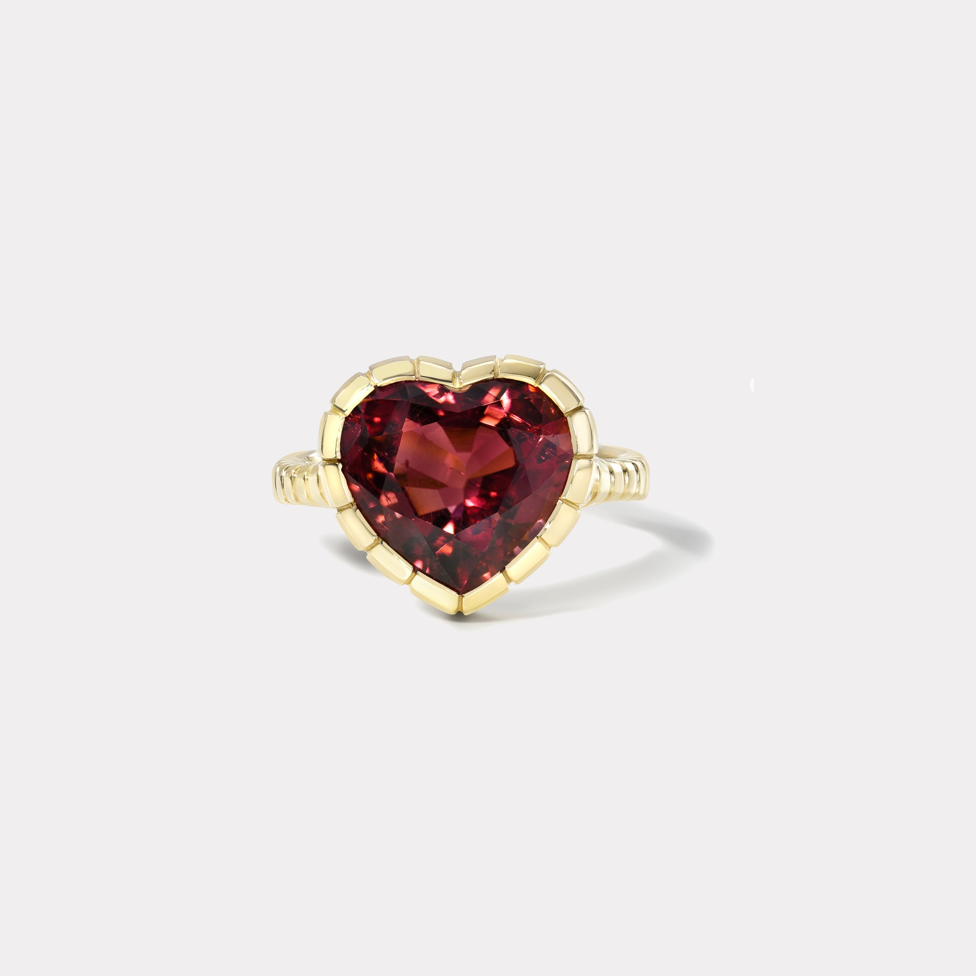 retrouvai 6.32ct Cherry Tourmaline Heirloom Bezel Ring