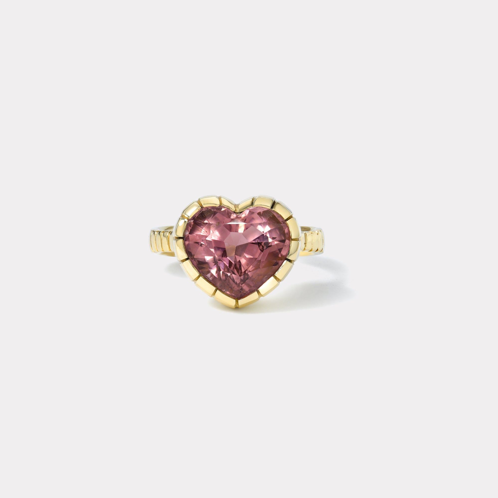 retrouvai 6.58ct Heart Pink Tourmaline Heirloom Bezel Ring