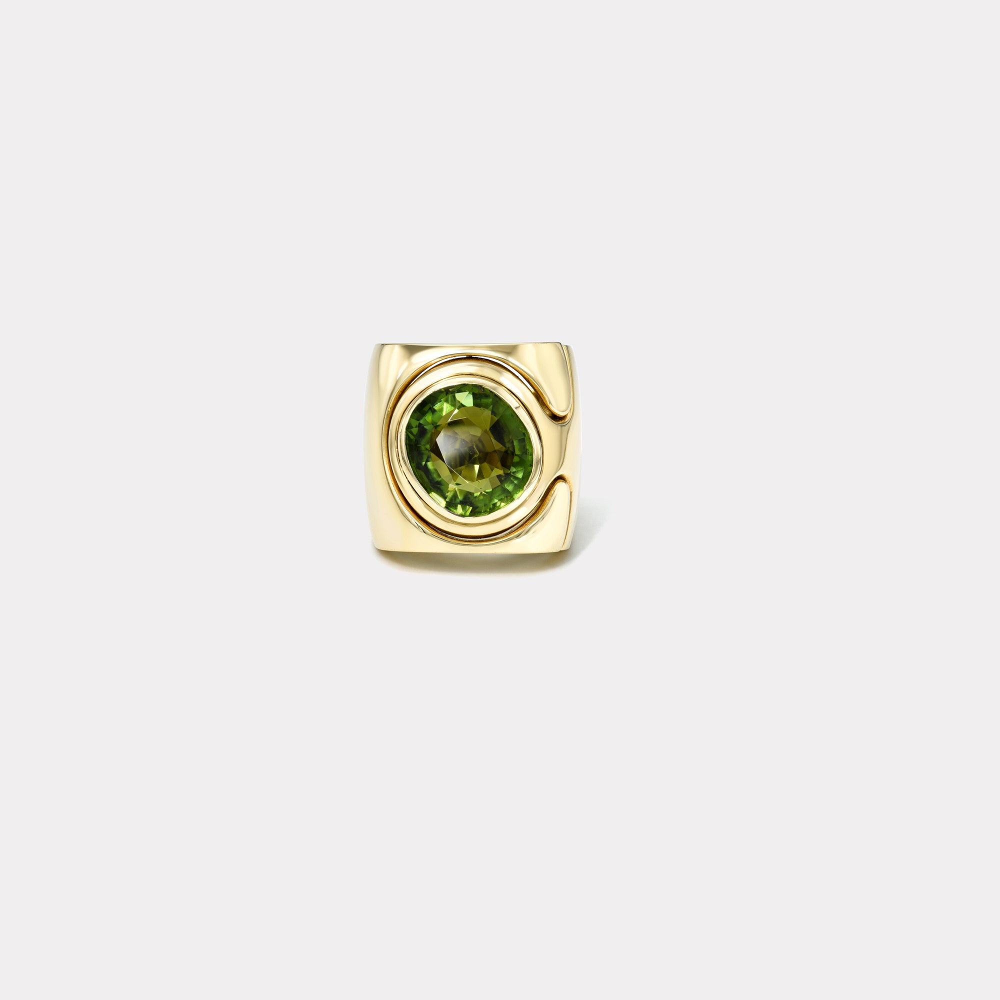 retrouvai 6.62ct Oval Green Tourmaline Impetus Interlocking Puzzle Ring