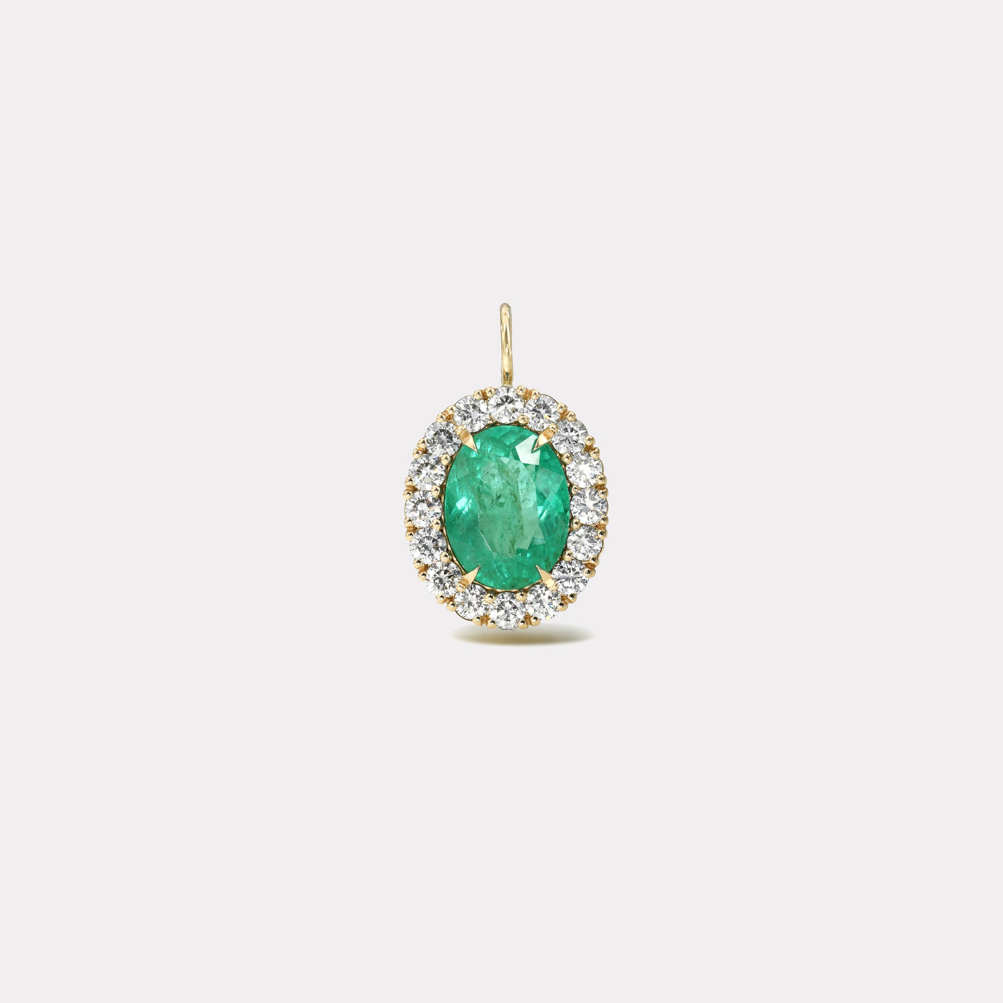 retrouvai 6.9ct Oval Emerald with 2.08ct Diamond Heirloom Bezel Charm