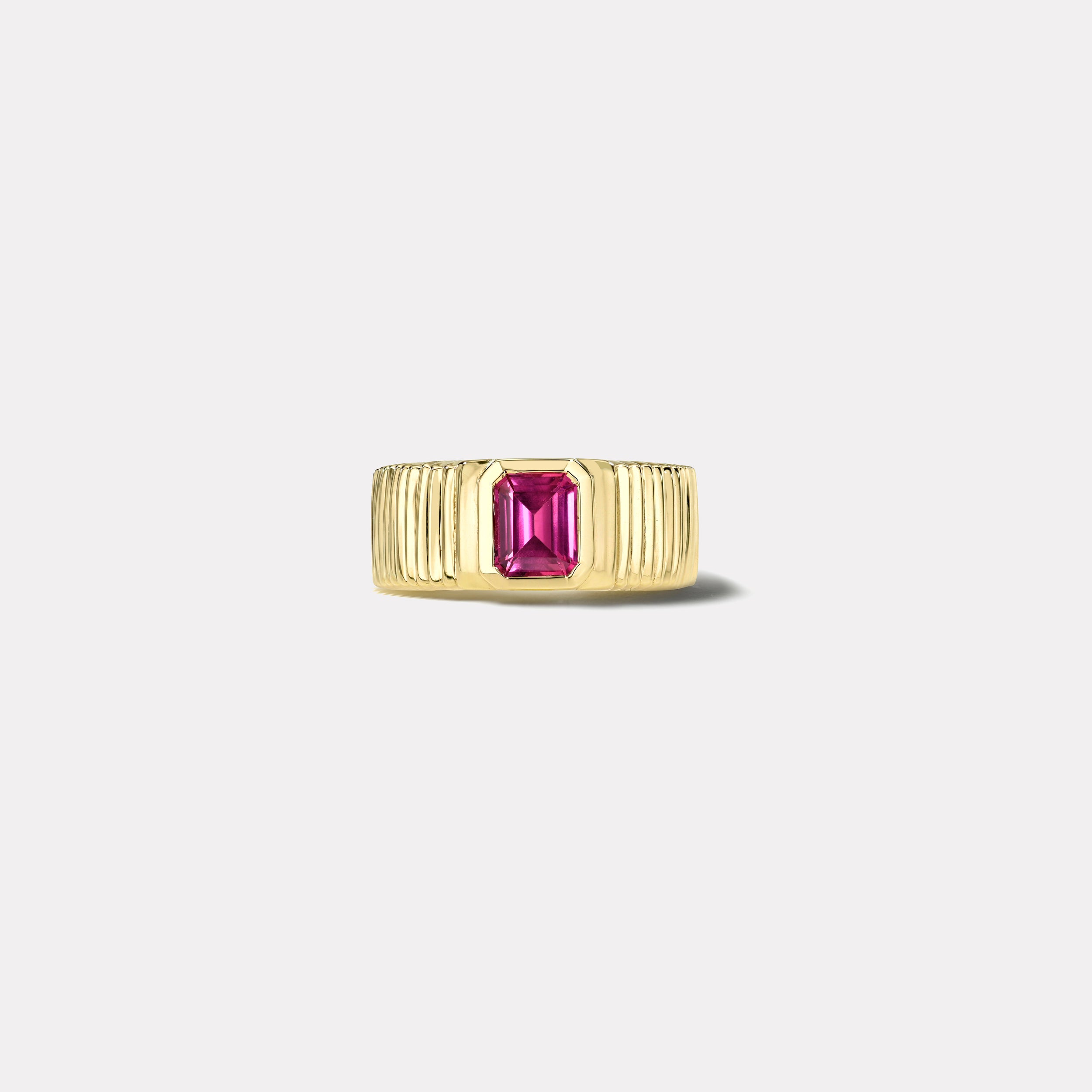 retrouvai .60ct Emerald Cut Pink Sapphire Pleated Solitaire Band
