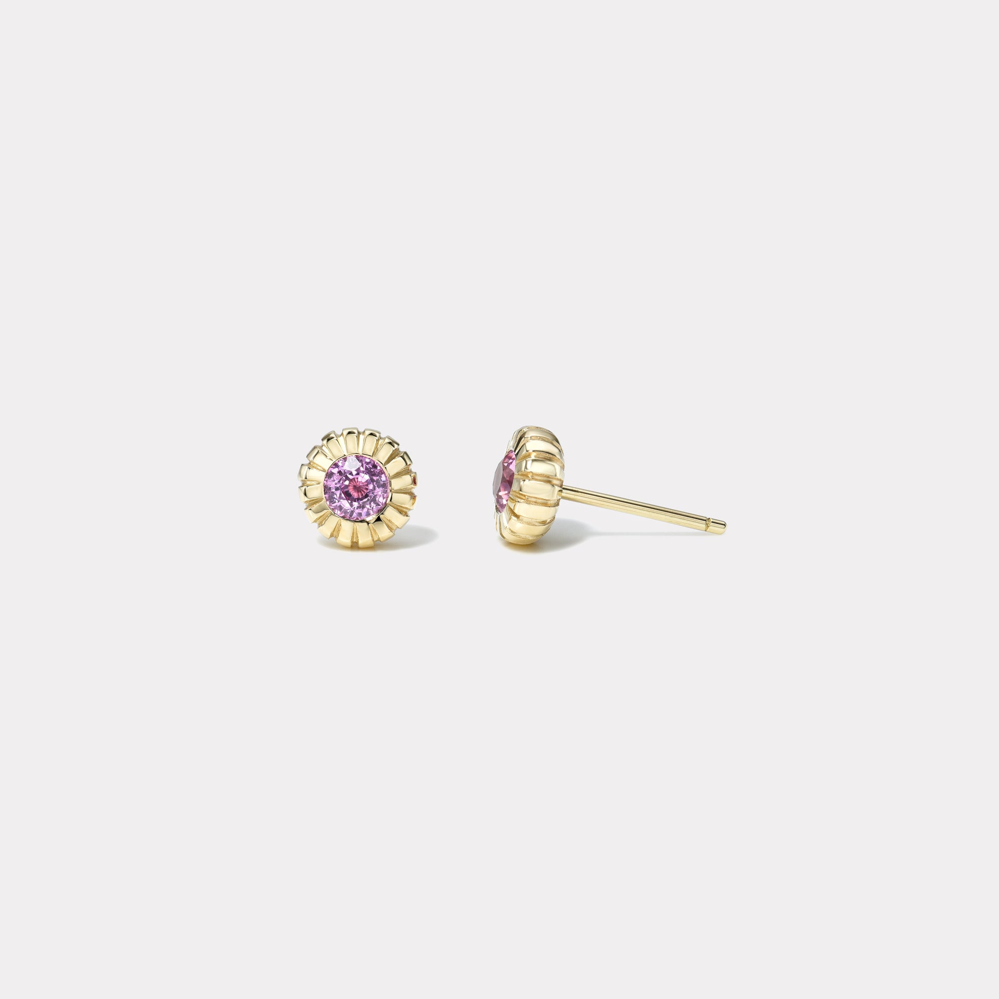 retrouvai .65 Round Pink Sapphire Heirloom Bezel Stud Earrings