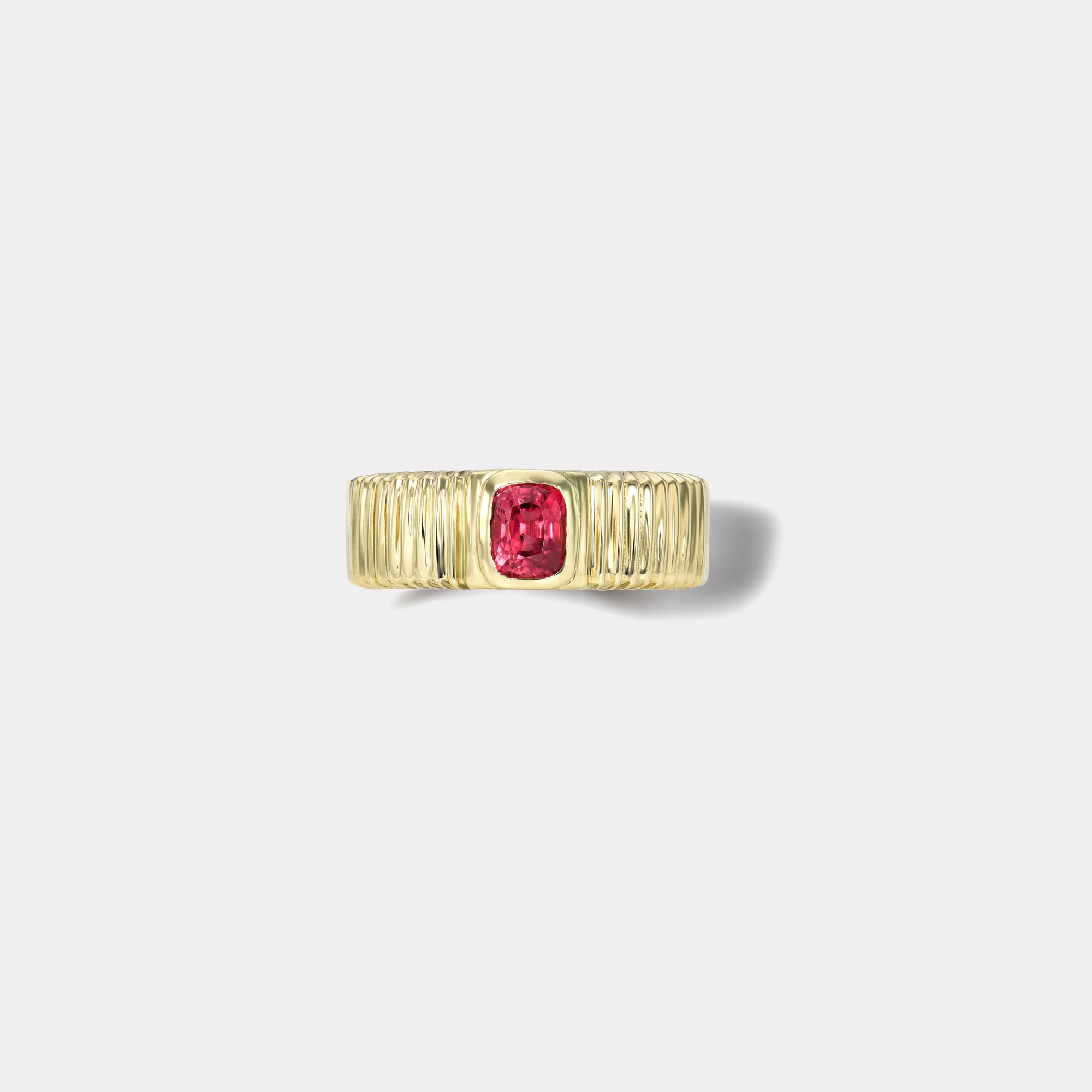 retrouvai .66ct Cushion Spinel Pleated Solitaire Band