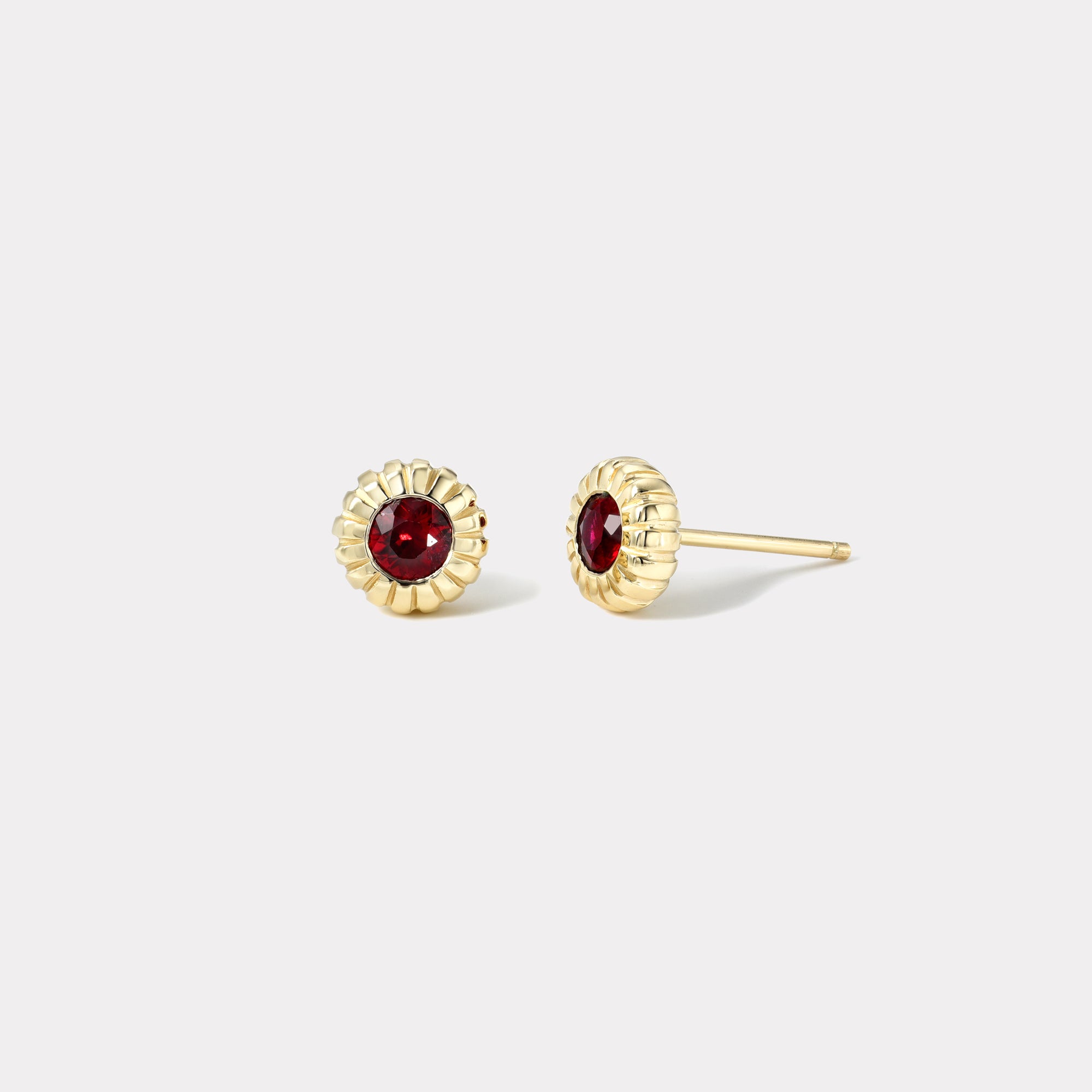 retrouvai .6ct Round Ruby Heirloom Bezel Stud Earrings