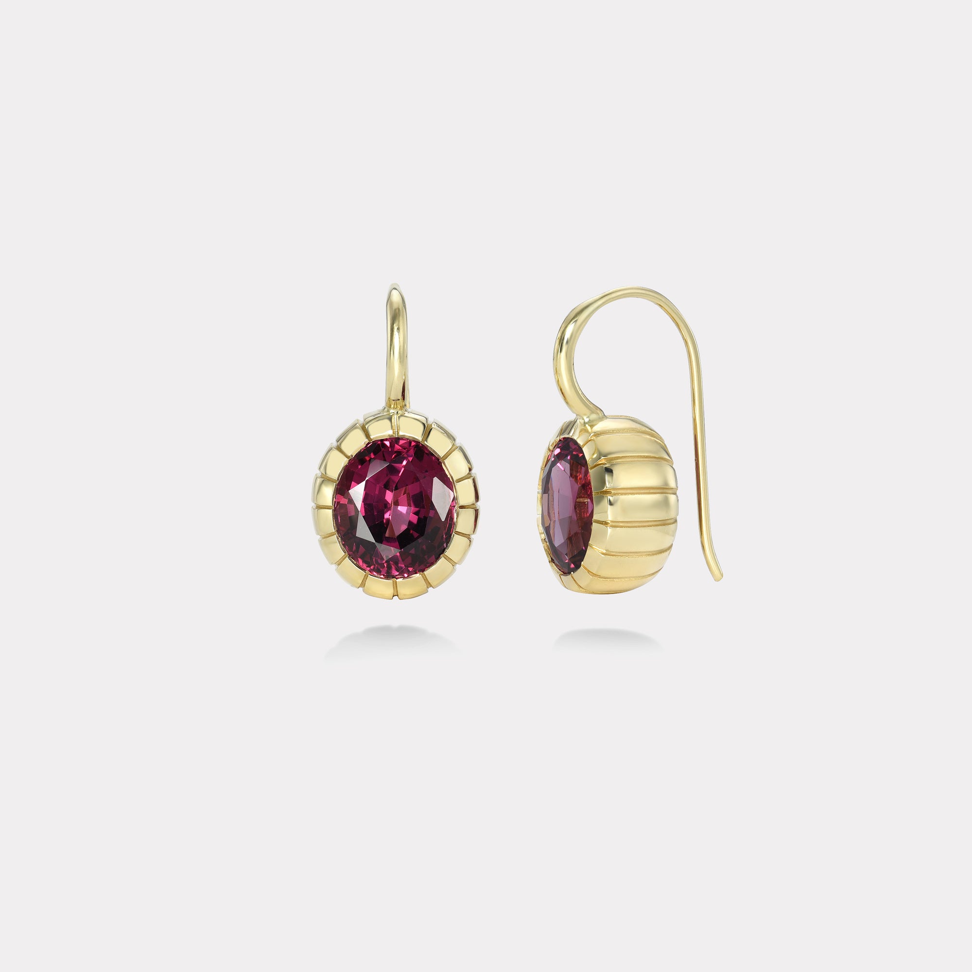 retrouvai 7.15ct Rhodolite Garnet Heirloom Bezel Earrings
