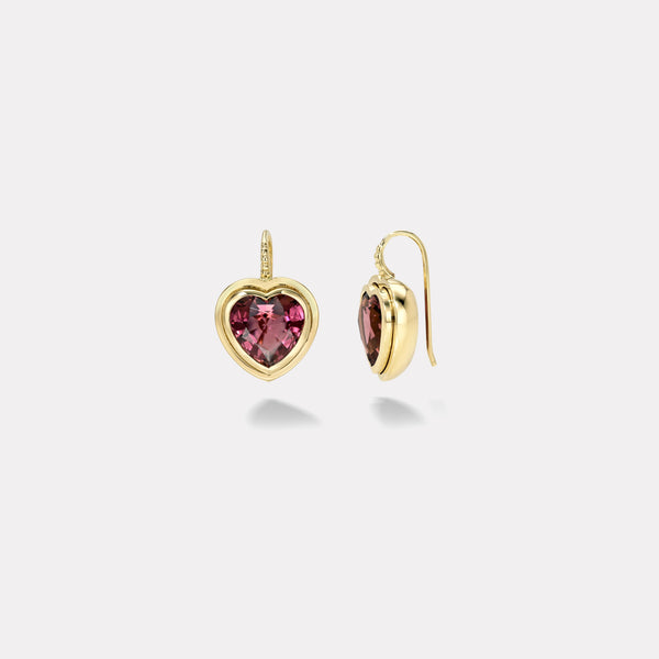 Retrouvai 7.17ct Heart Pink Tourmaline Bounce Earrings