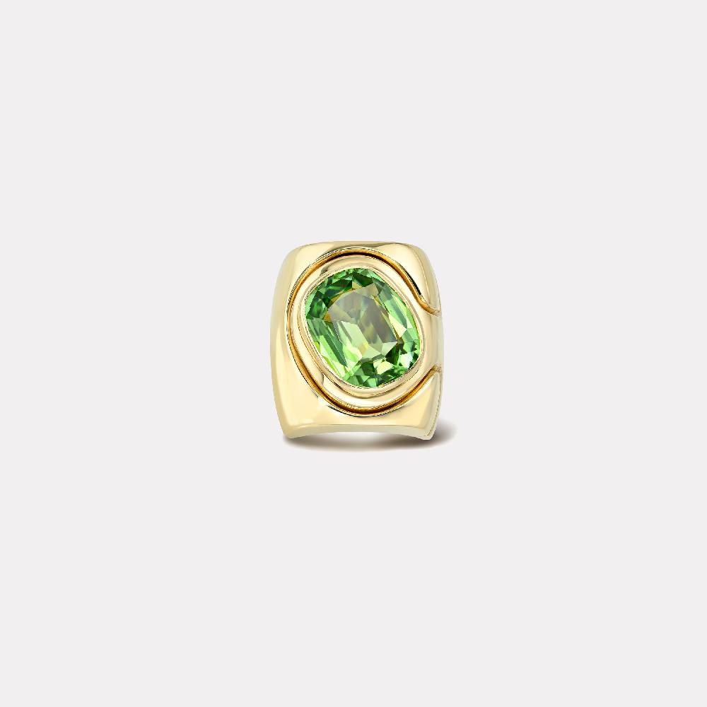 retrouvai 7.19ct Cushion Green Tourmaline Impetus Interlocking Puzzle Ring