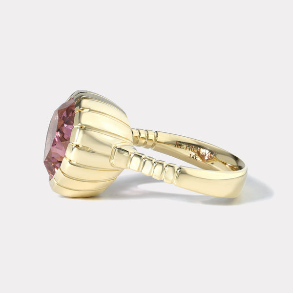 Retrouvai 7.44ct Pear Pink Tourmaline Heirloom Bezel Ring