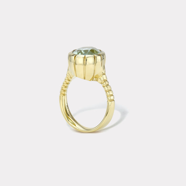 Retrouvai 7.71ct Oval Green Tourmaline Heirloom Bezel Ring