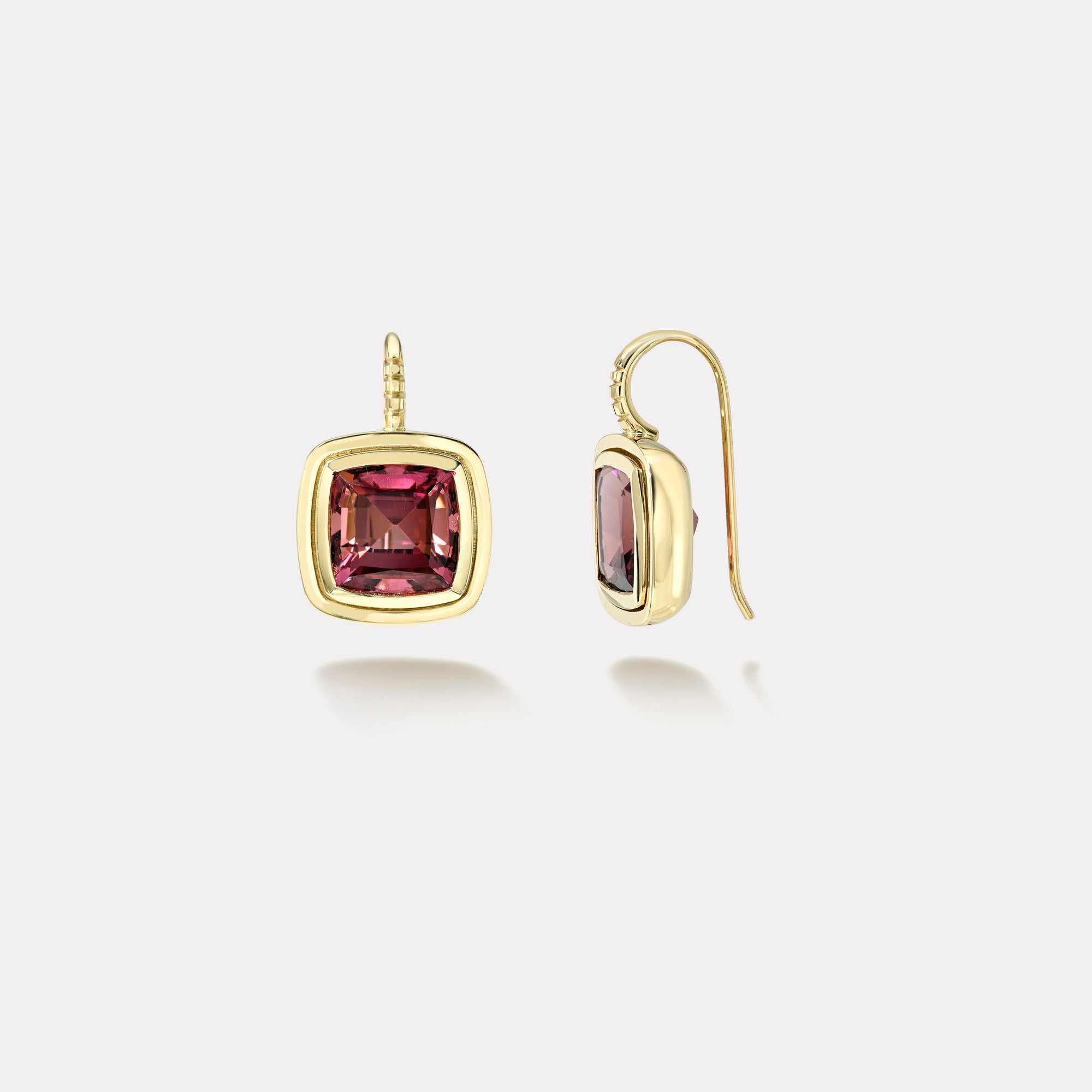 retrouvai 7.7ct Cushion Red Tourmaline Bounce Earrings