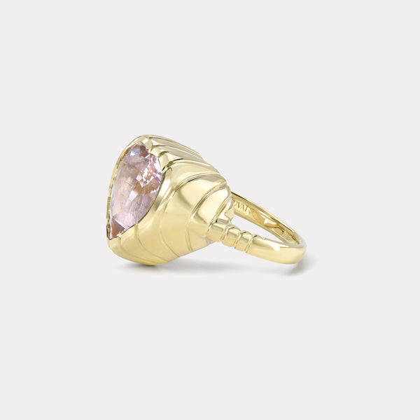 Retrouvai 7.89ct Morganite Heart Heirloom Bezel Ring