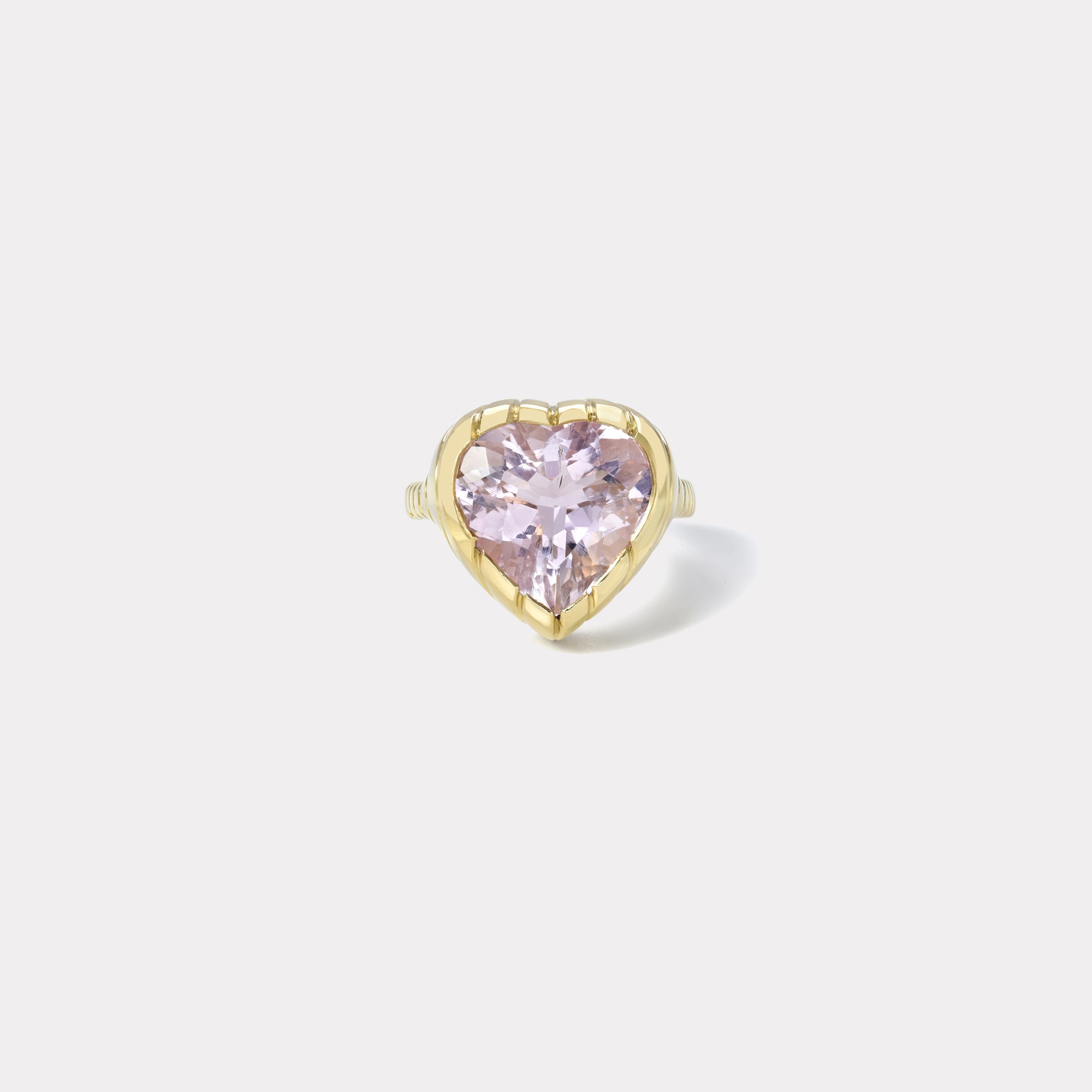 retrouvai 7.89ct Morganite Heart Heirloom Bezel Ring