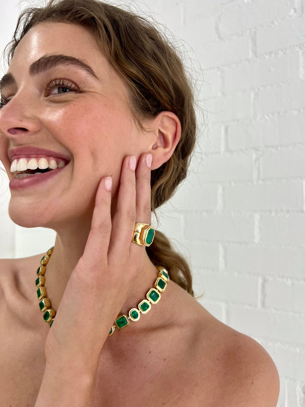 Retrouvai 7.95ct GIA Emerald Cut Emerald Bounce Cigar Band