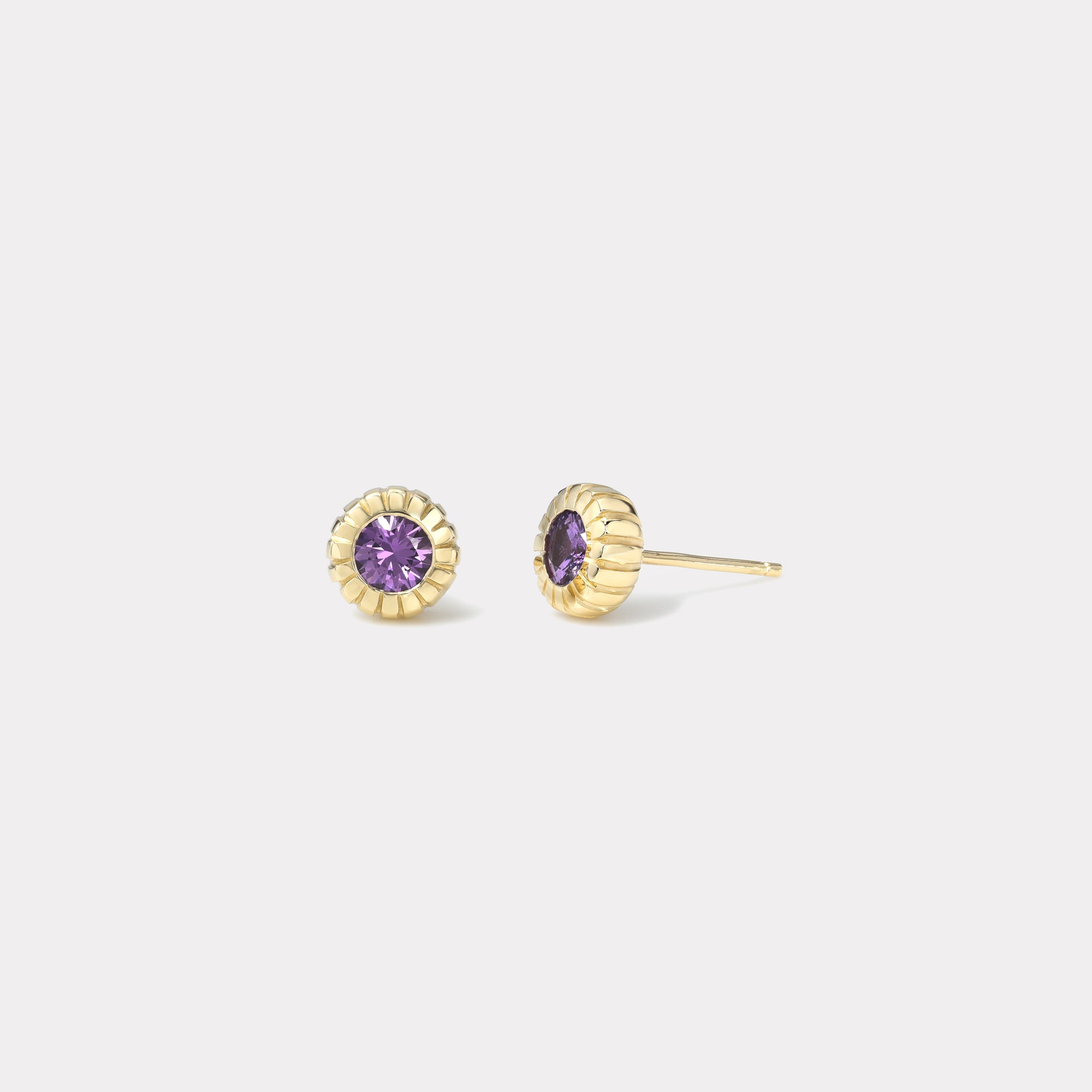retrouvai .74ct Pink Sapphire Heirloom Bezel Stud Earrings