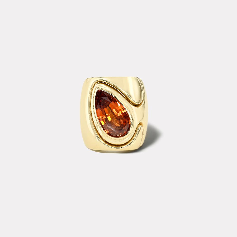retrouvai 8.01ct Pear Spessartite Garnet Impetus Interlocking Puzzle Ring