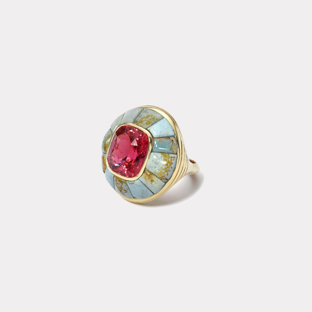 retrouvai 8.05ct Mahenge Spinel in Turquoise Lollipop Ring