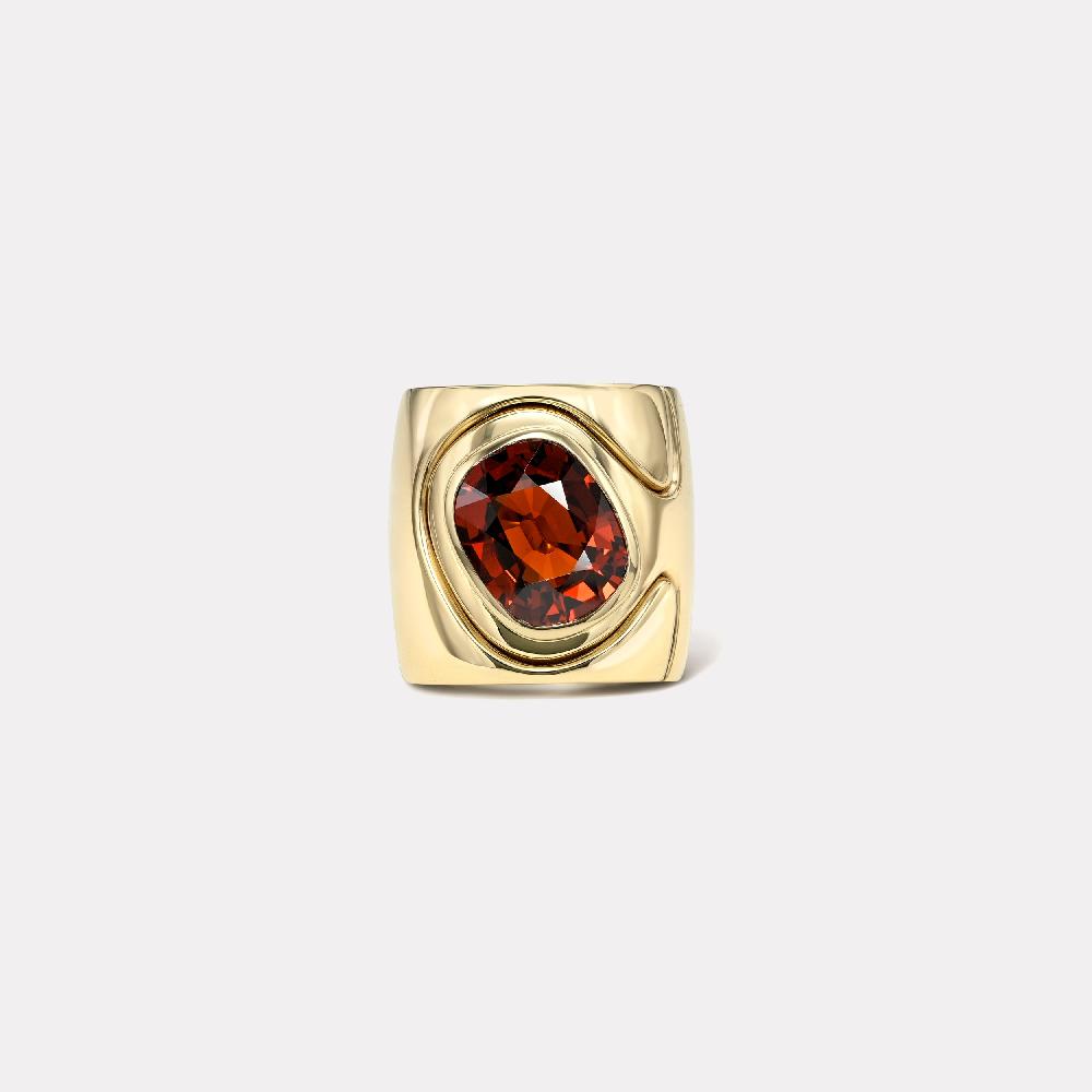 retrouvai 8.54ct Cushion Spessartite Garnet Impetus Interlocking Puzzle Ring