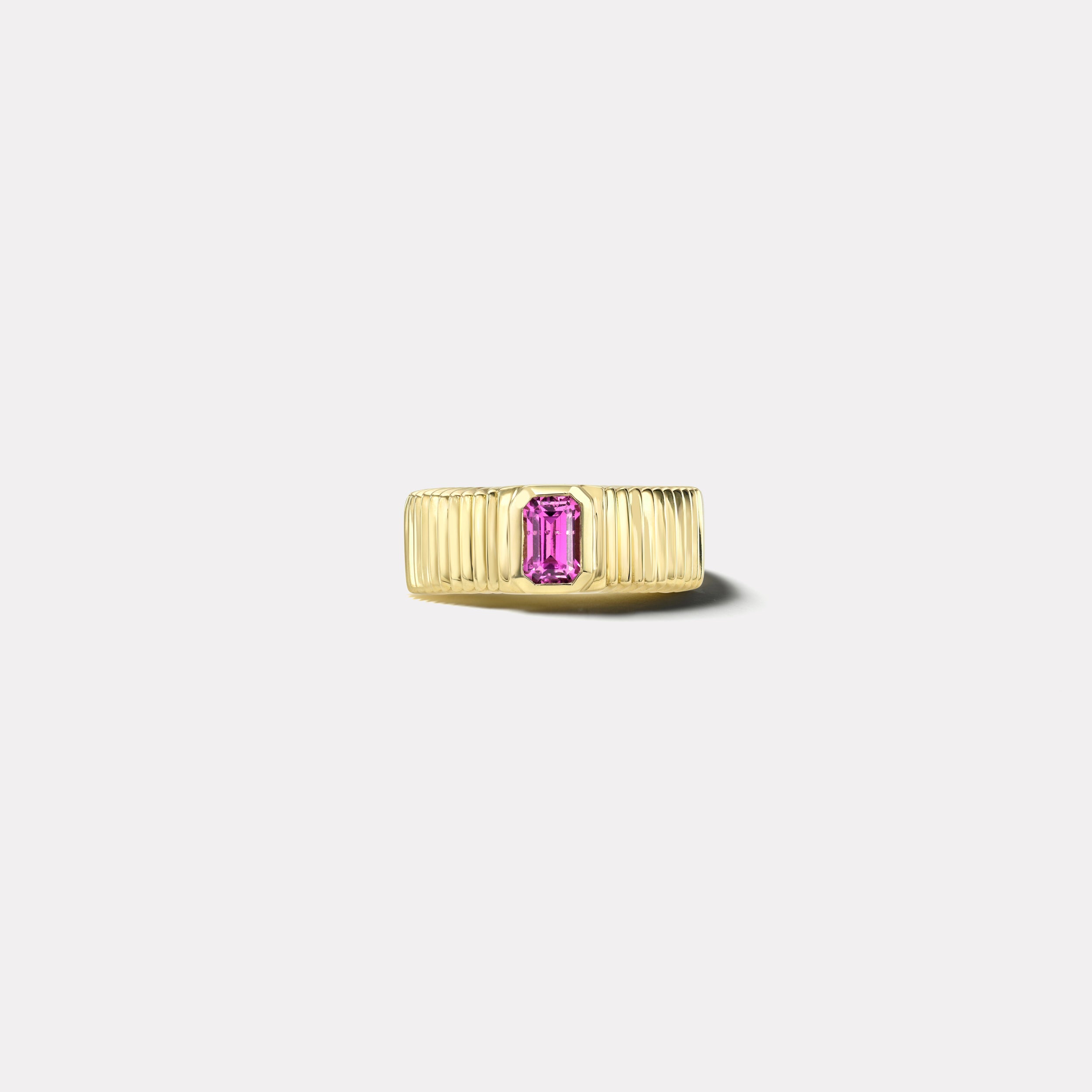 retrouvai .80ct Emerald Cut Purple Sapphire Pleated Solitaire Band