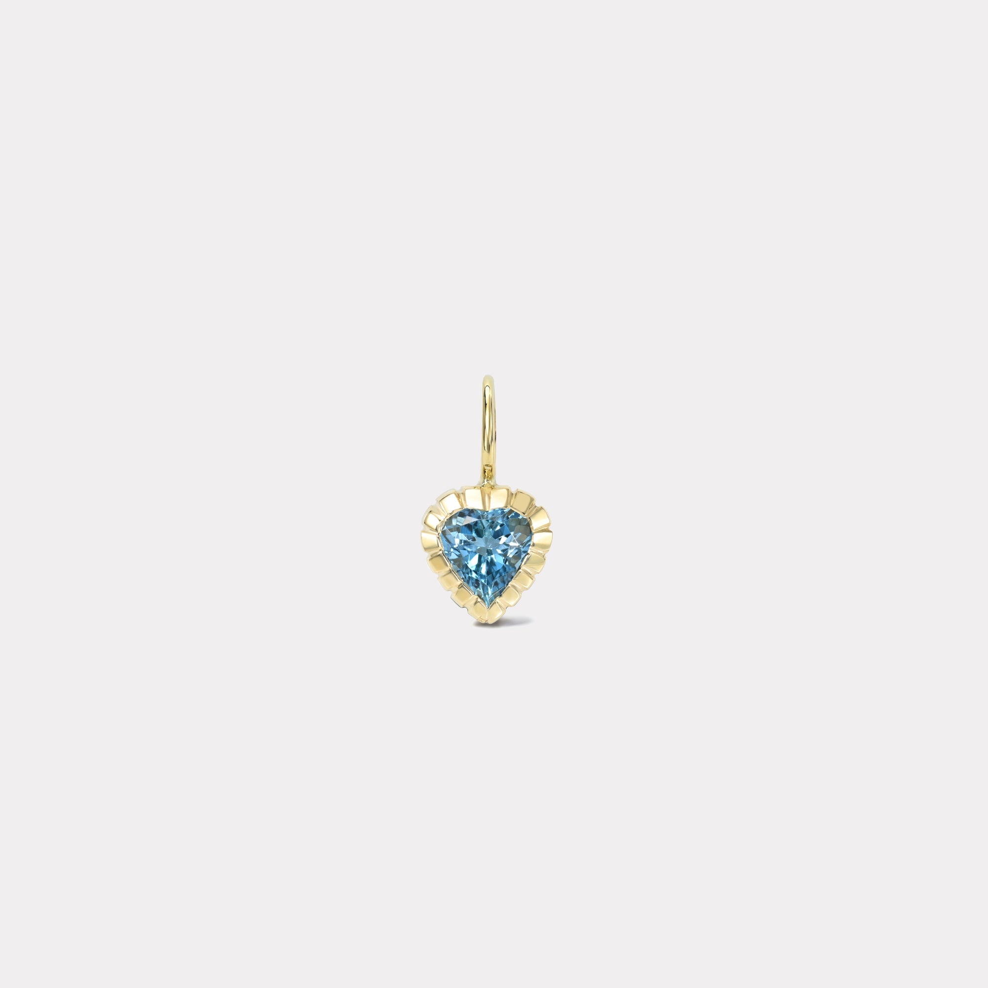 retrouvai .80ct Heart Blue Aquamarine Heirloom Bezel Charm