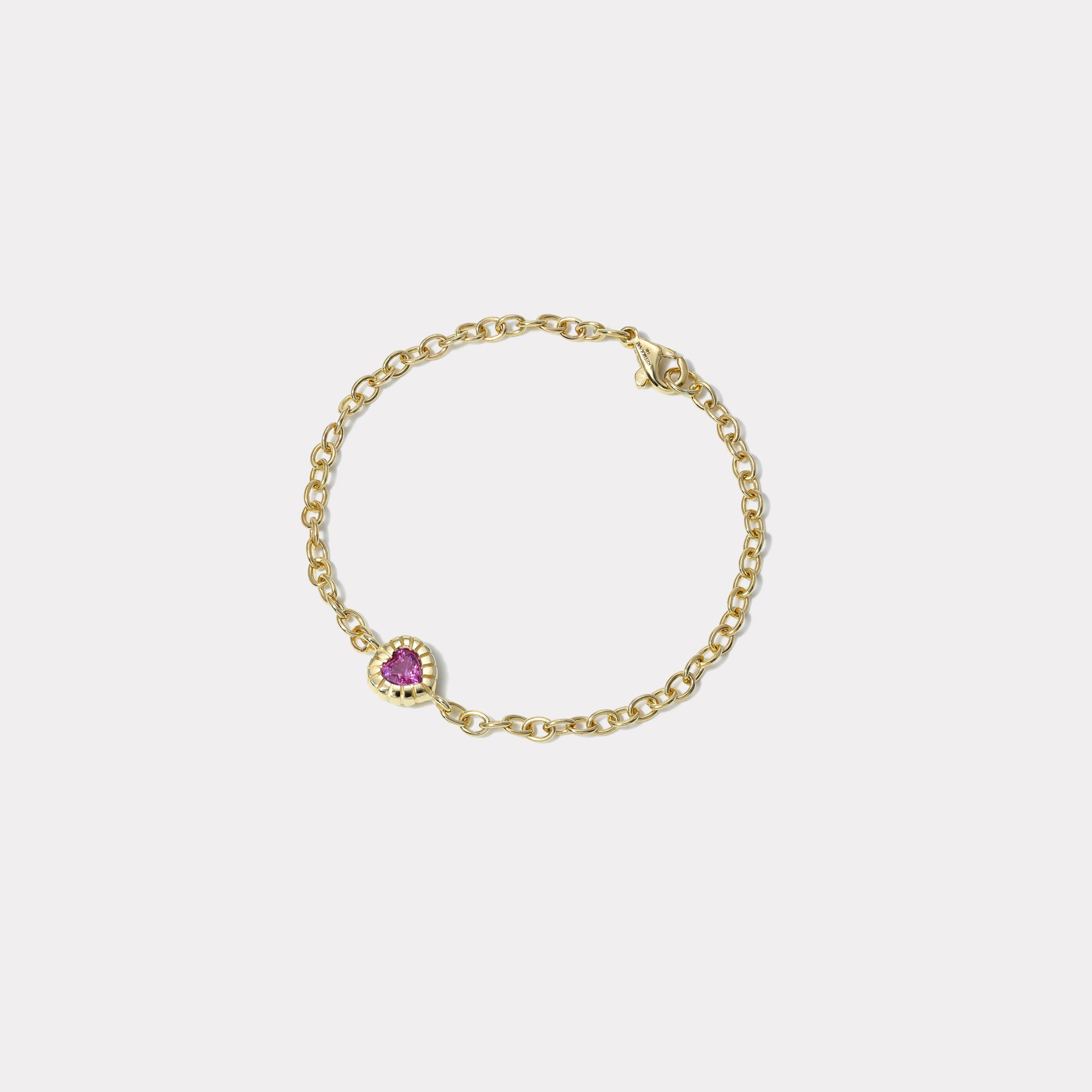 retrouvai .80ct Heart Pink Sapphire Heirloom Bezel Bracelet