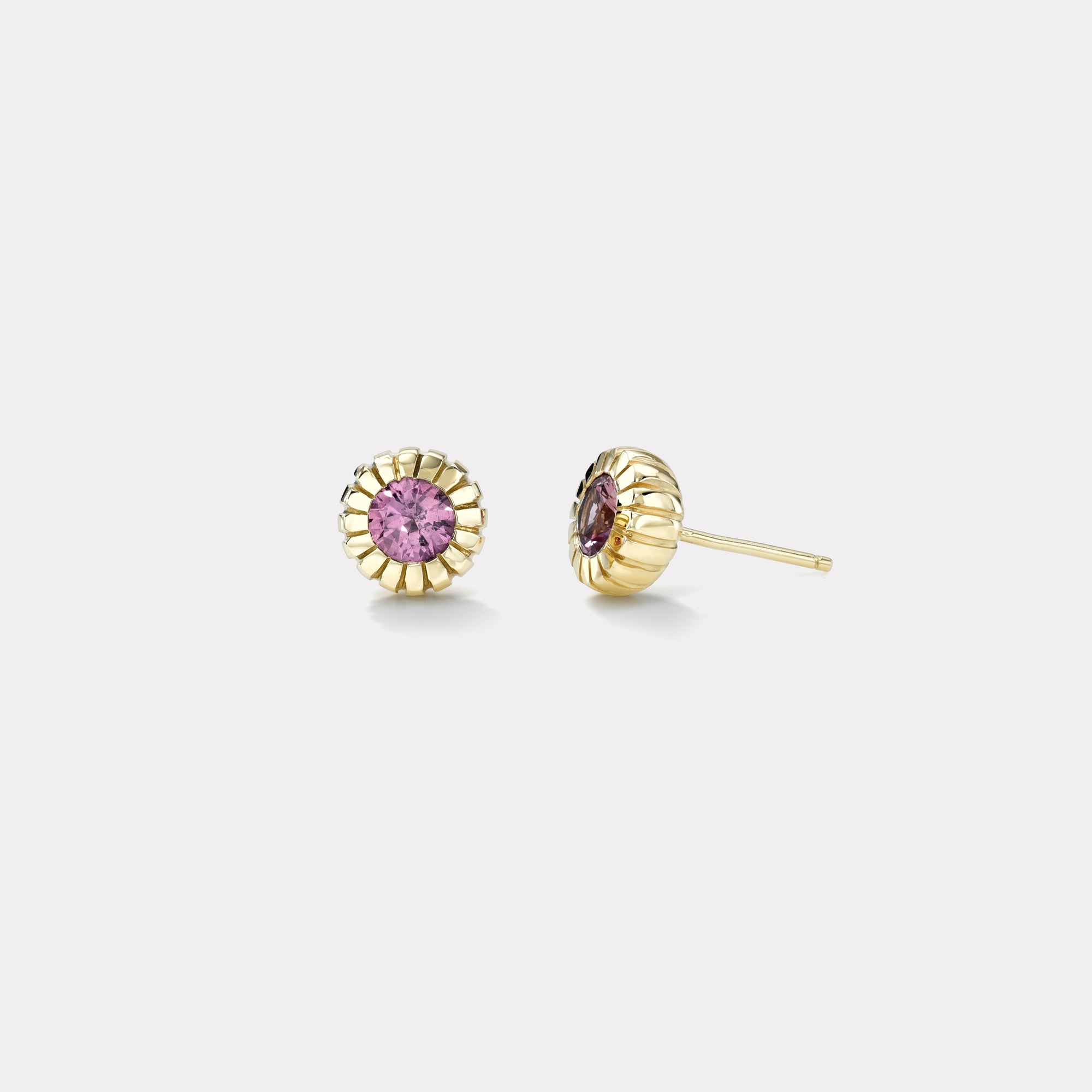 retrouvai .84ct Pink Sapphire Heirloom Bezel Stud Earrings