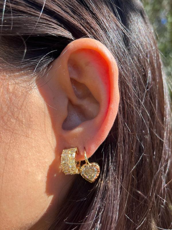 Retrouvai 9.27ct. Double Row Asscher Yellow Diamond Earrings