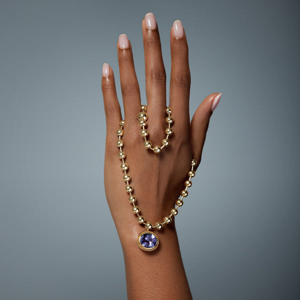 Retrouvai 9.60ct Oval Tanzanite Small Domino Ball Chain