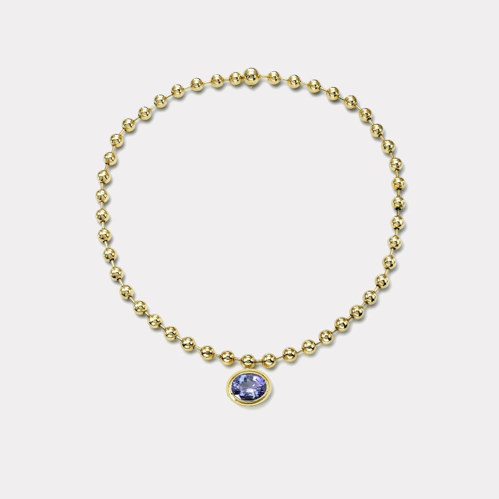 retrouvai 9.60ct Oval Tanzanite Small Domino Ball Chain