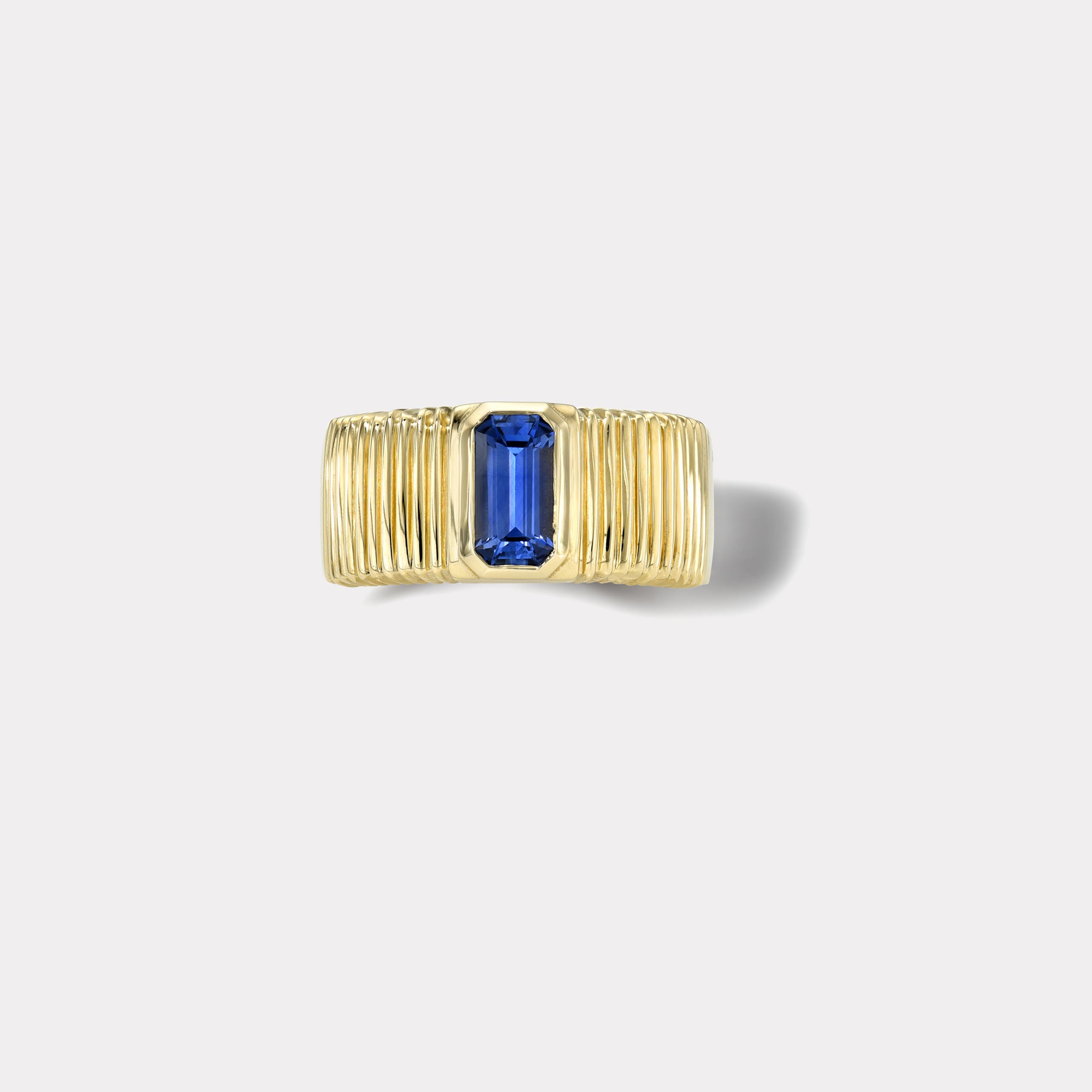 retrouvai .91ct Emerald Cut Tanzanite Pleated Solitaire Band