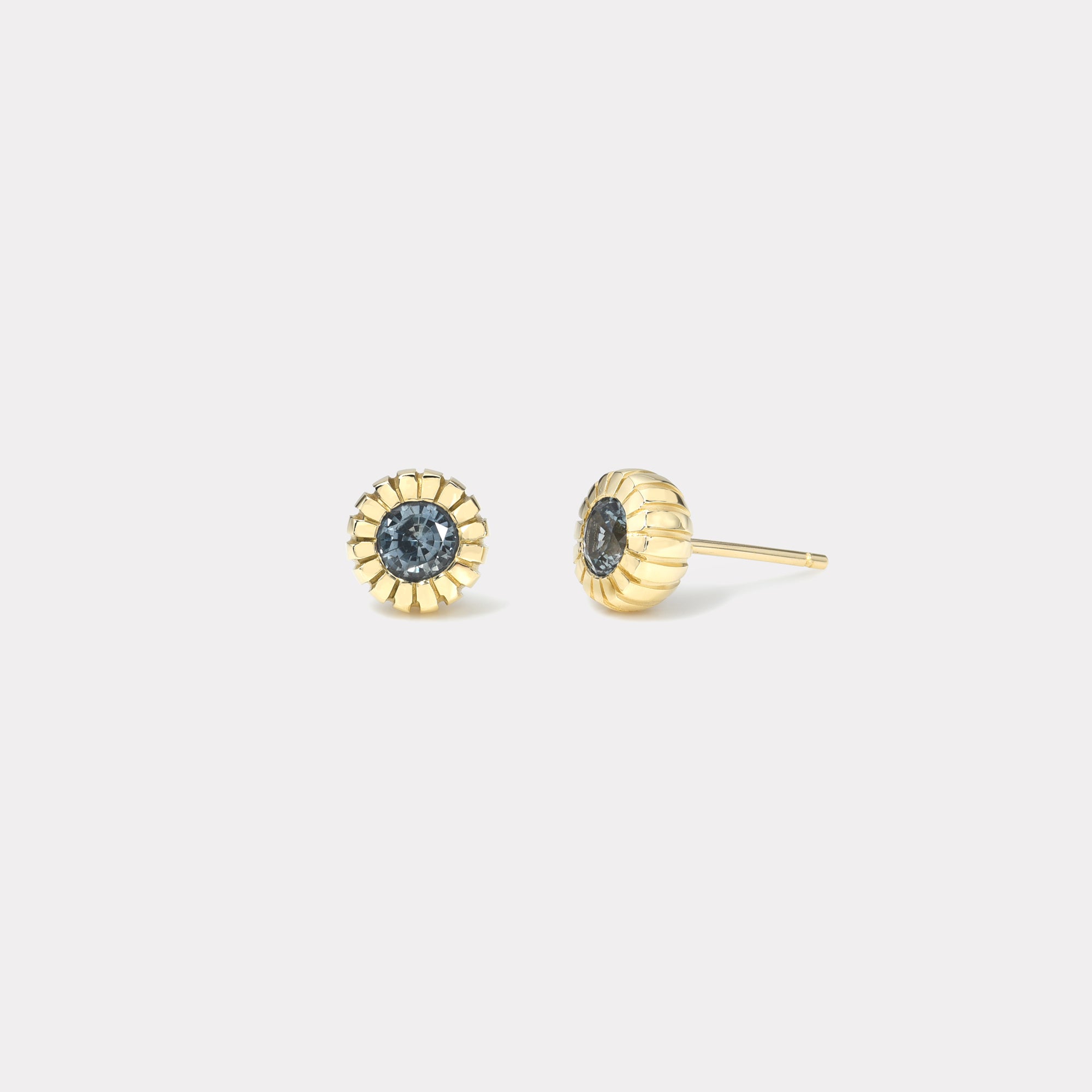 retrouvai .98ct Green Sapphire Heirloom Bezel Stud Earrings