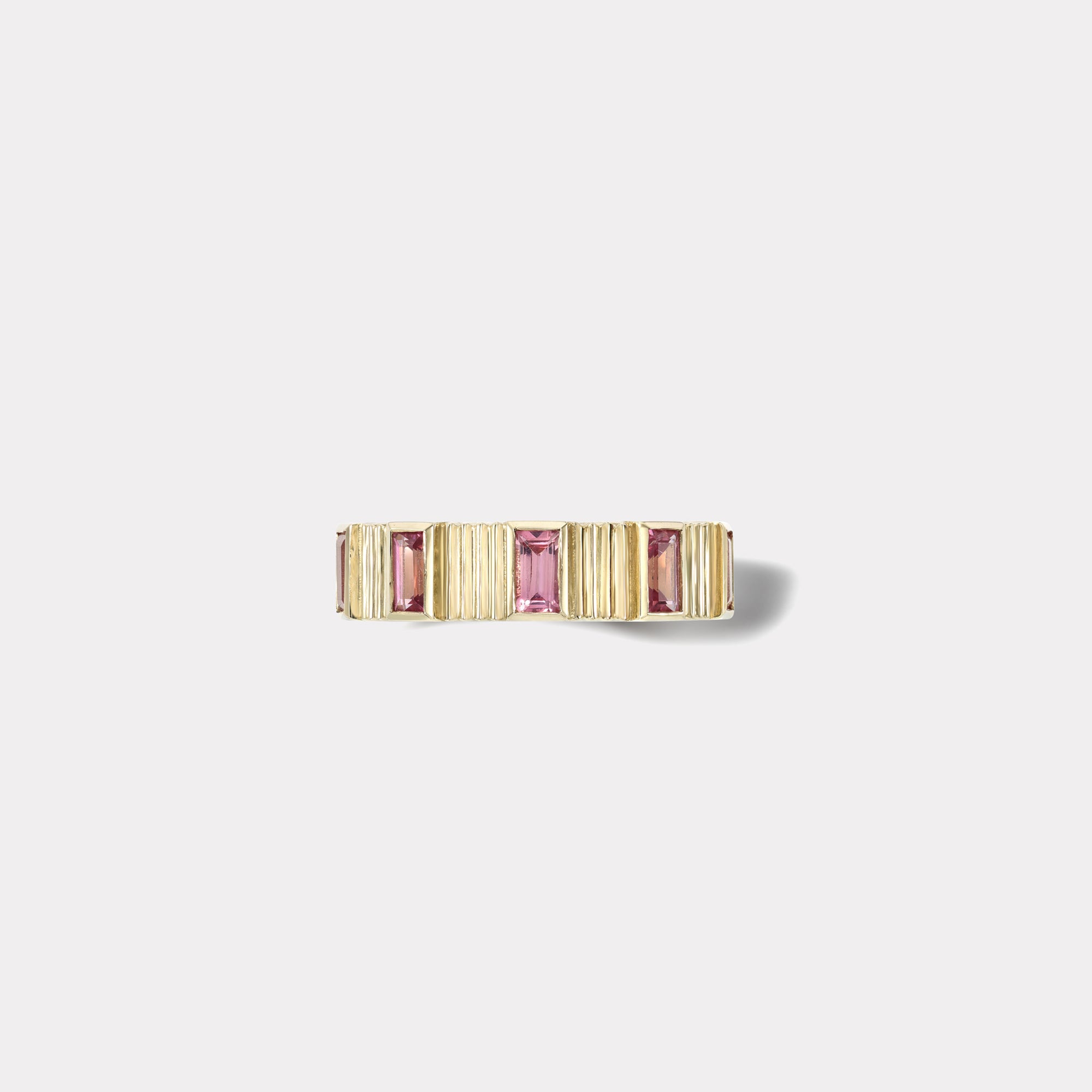 retrouvai Baguette Pink Spinel Pleated Five Stone Band