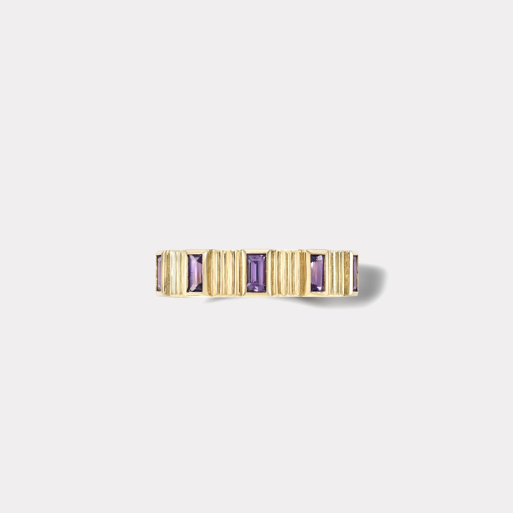 retrouvai Baguette Purple Sapphire Pleated Five Stone Band