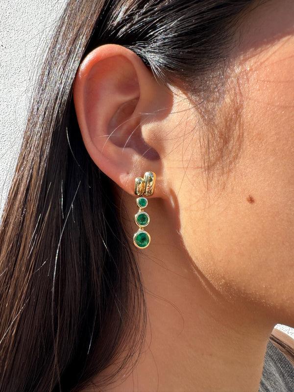 Retrouvai Balloon Magna Drop Earrings With Emeralds