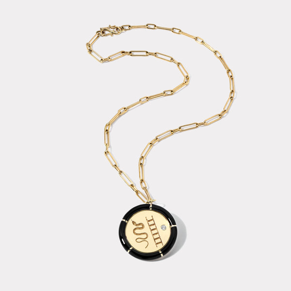 Retrouvai Black Onyx Vitality Pendant On 18" Handmade Chain