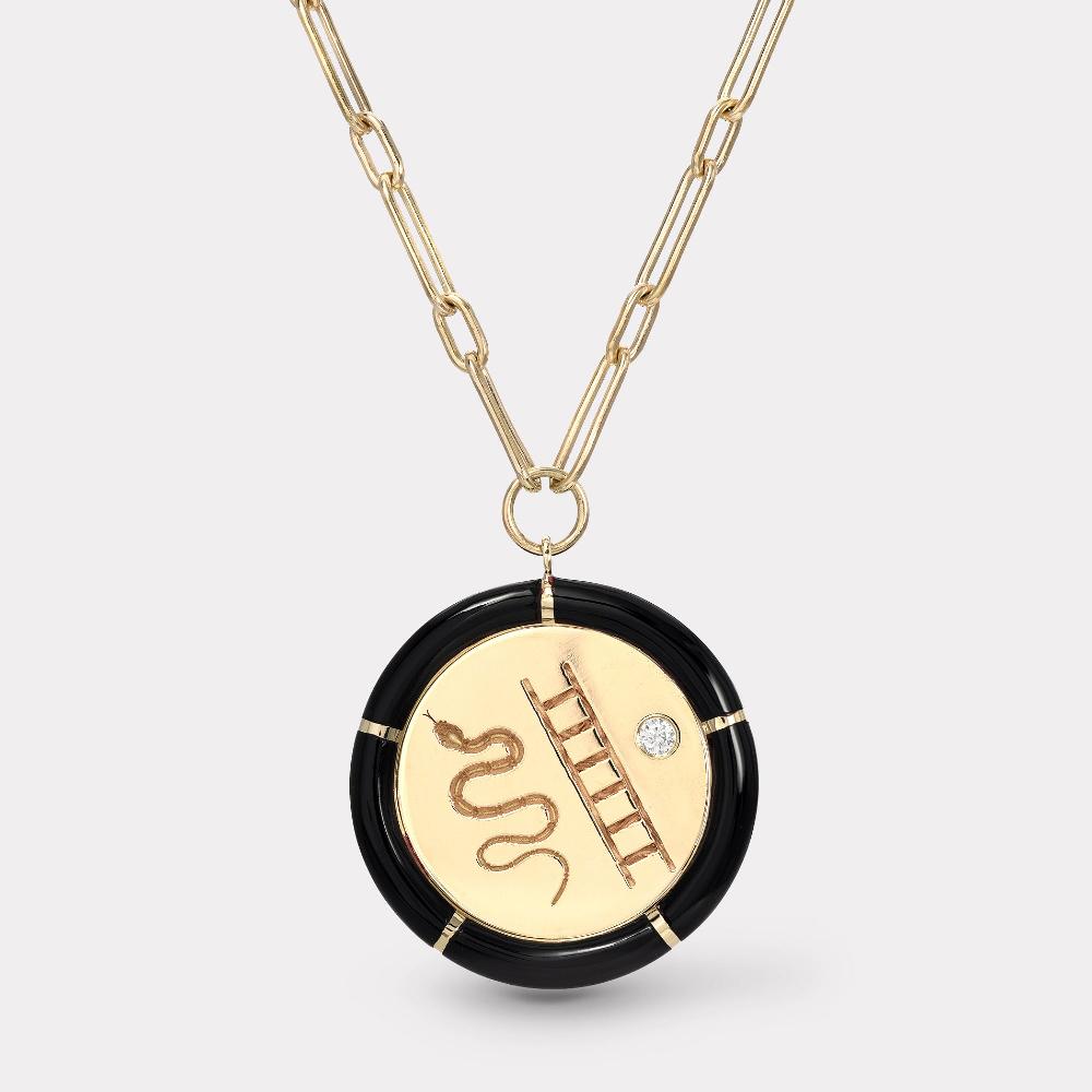 retrouvai Black Onyx Vitality Pendant on 18" Handmade Chain