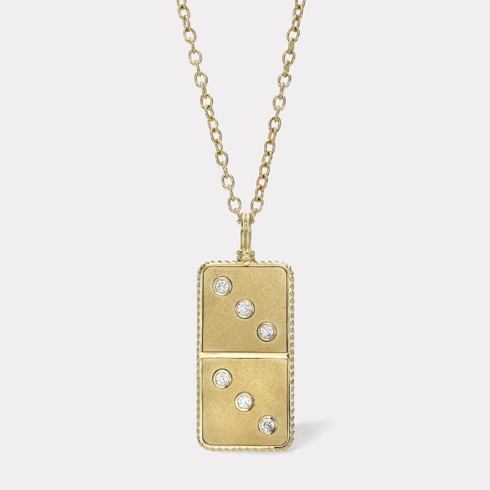 retrouvai Classic Diamond Domino Necklace- Sandblasted Gold