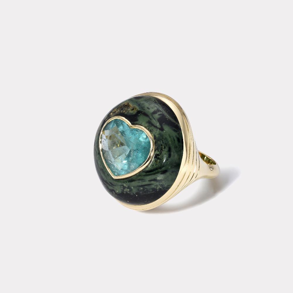retrouvai Classic Lollipop Ring - 4.94ct Blue Tourmaline in Jasper