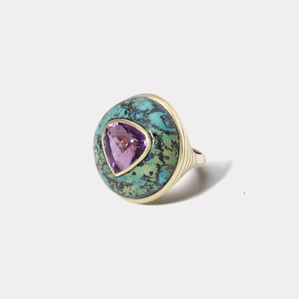 retrouvai Classic Lollipop Ring - 5.83ct Amethyst in Turquoise