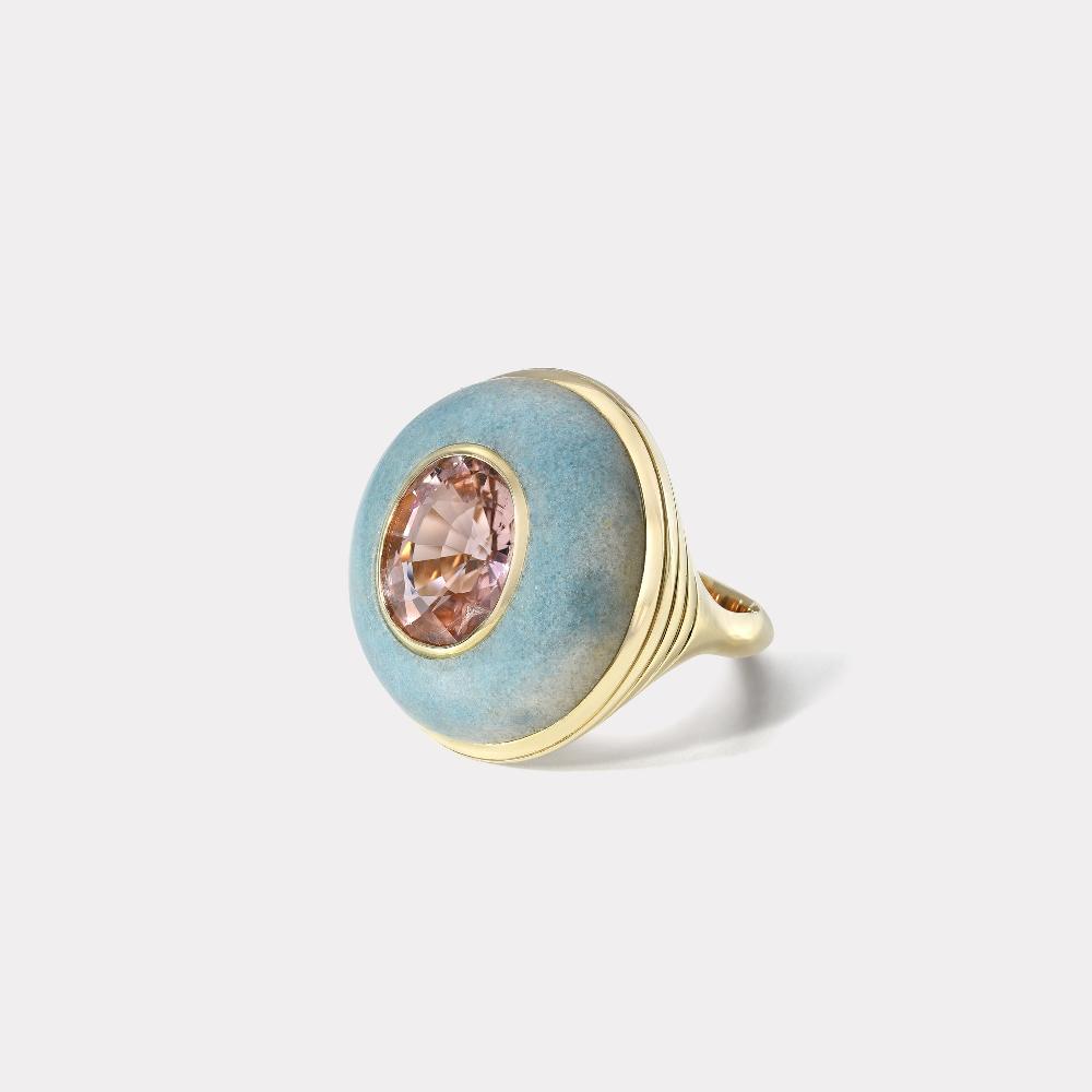 retrouvai Classic Lollipop Ring - Pink Tourmaline in Hand Carved Trolleite