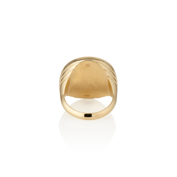 Retrouvai Compass Ring With Pink Opal And Green Tourmaline