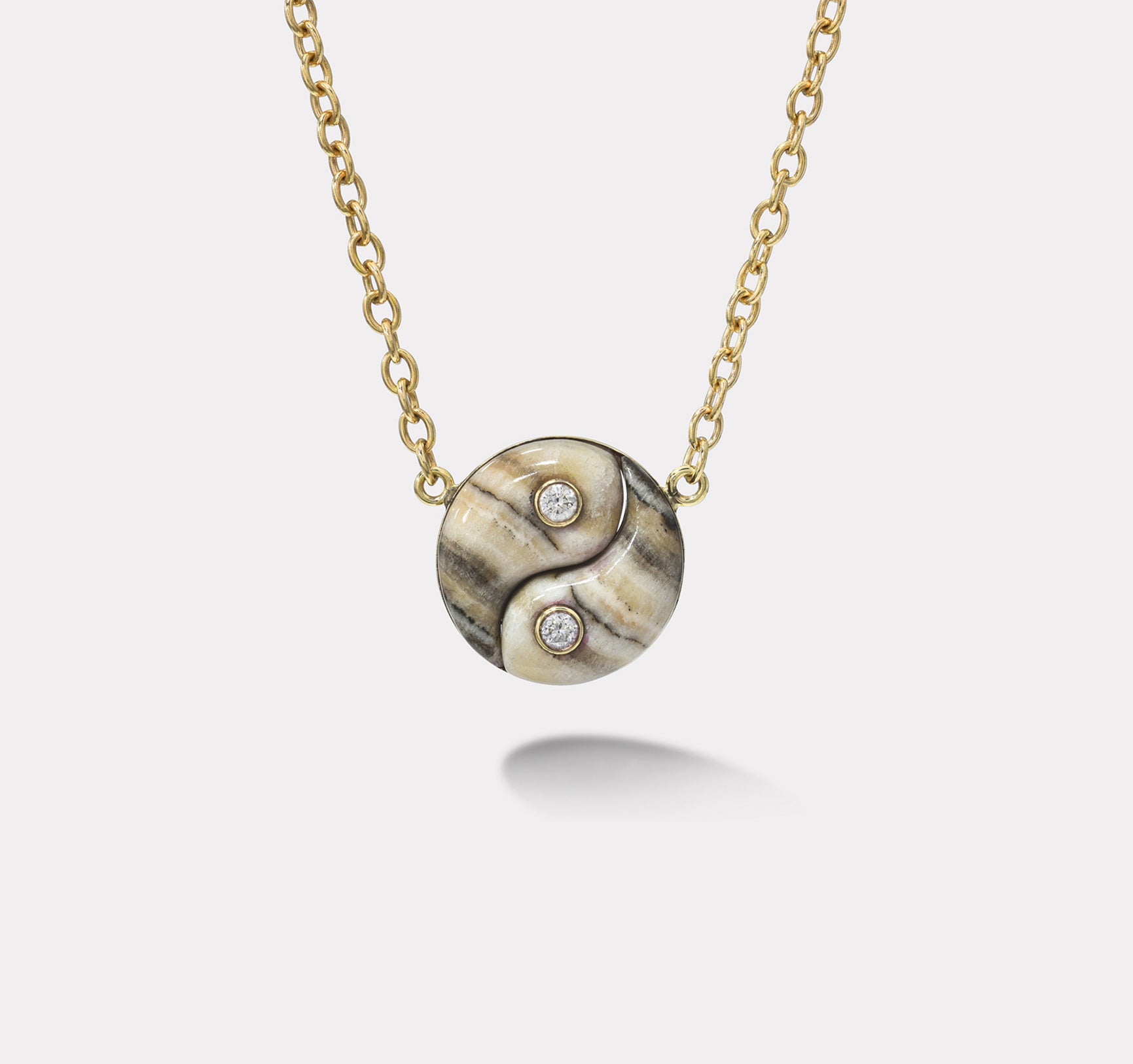 retrouvai Double Agate Yin Yang Pendant on Handmade Chain