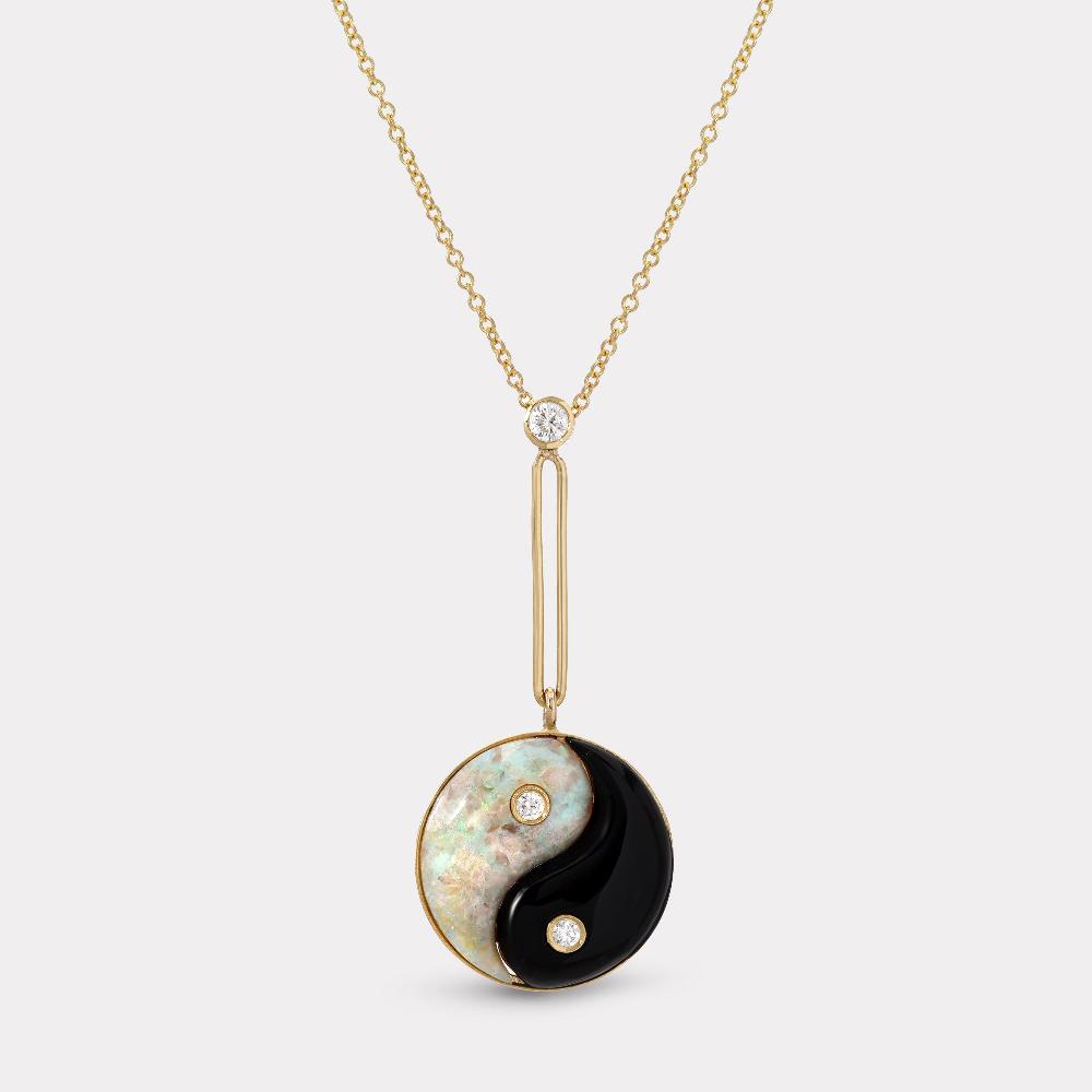 retrouvai Double Stone Yin Yang Pendant - Australian Opal and Onyx