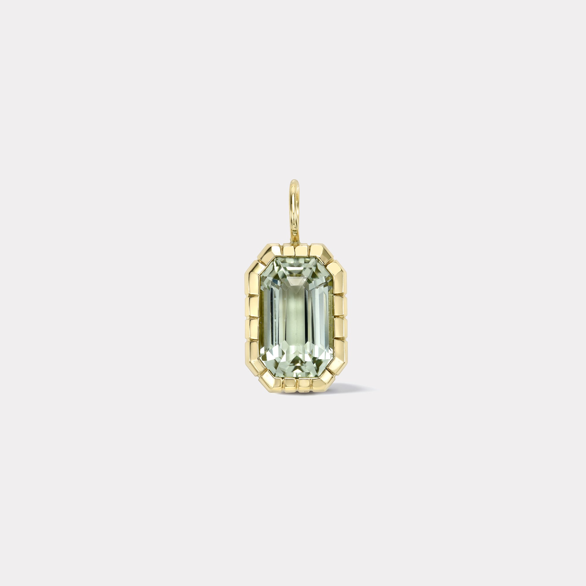retrouvai Emerald Cut Pale Green Tourmaline Heirloom Bezel Charm