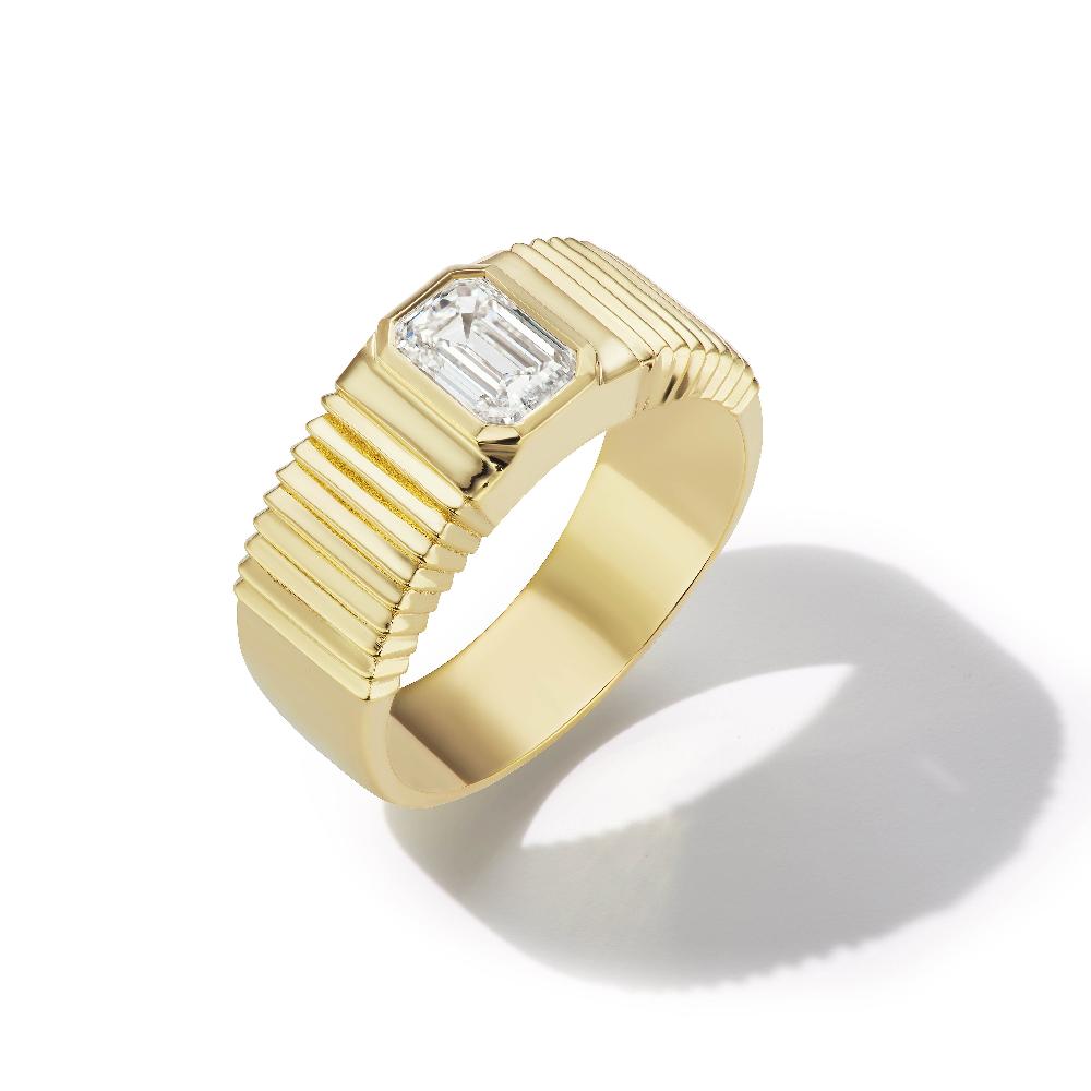 retrouvai Ethically Mined Emerald Cut Diamond Pleated Solitaire Ring