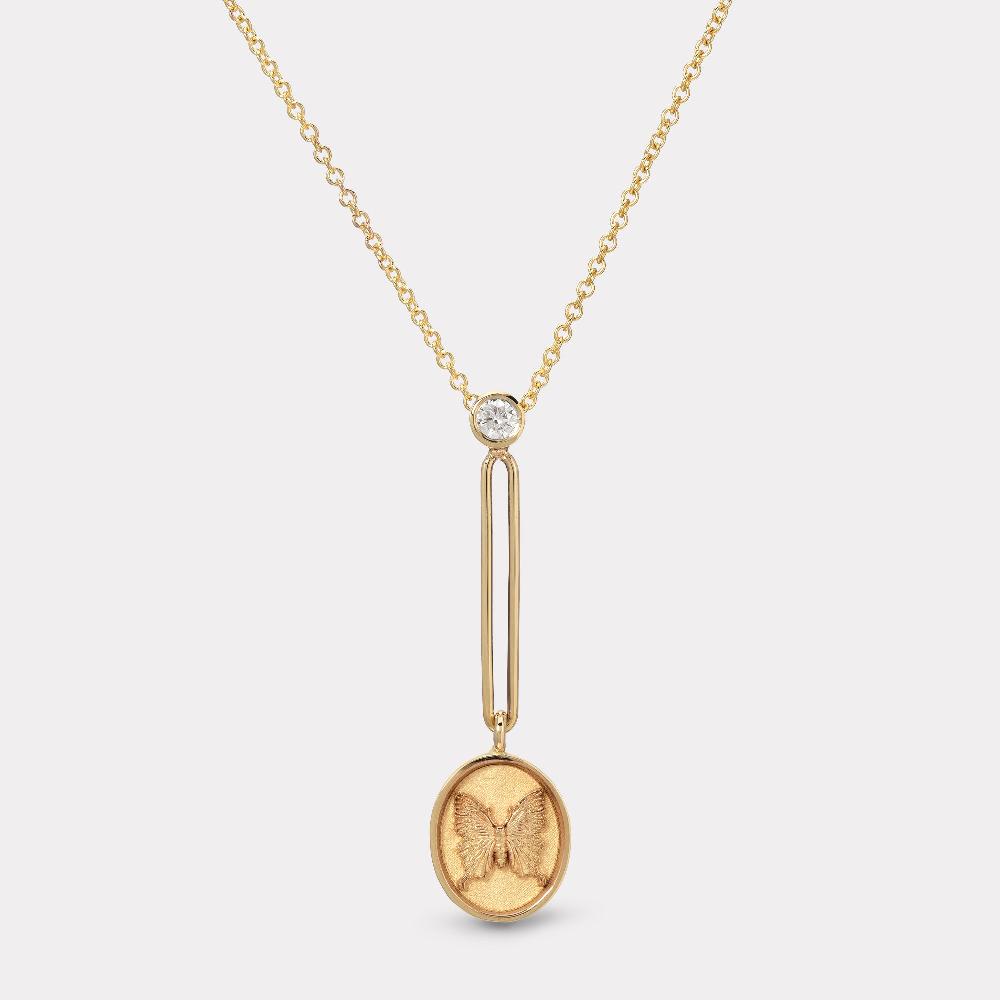 retrouvai Fantasy Signet Pendant Necklace - Butterfly
